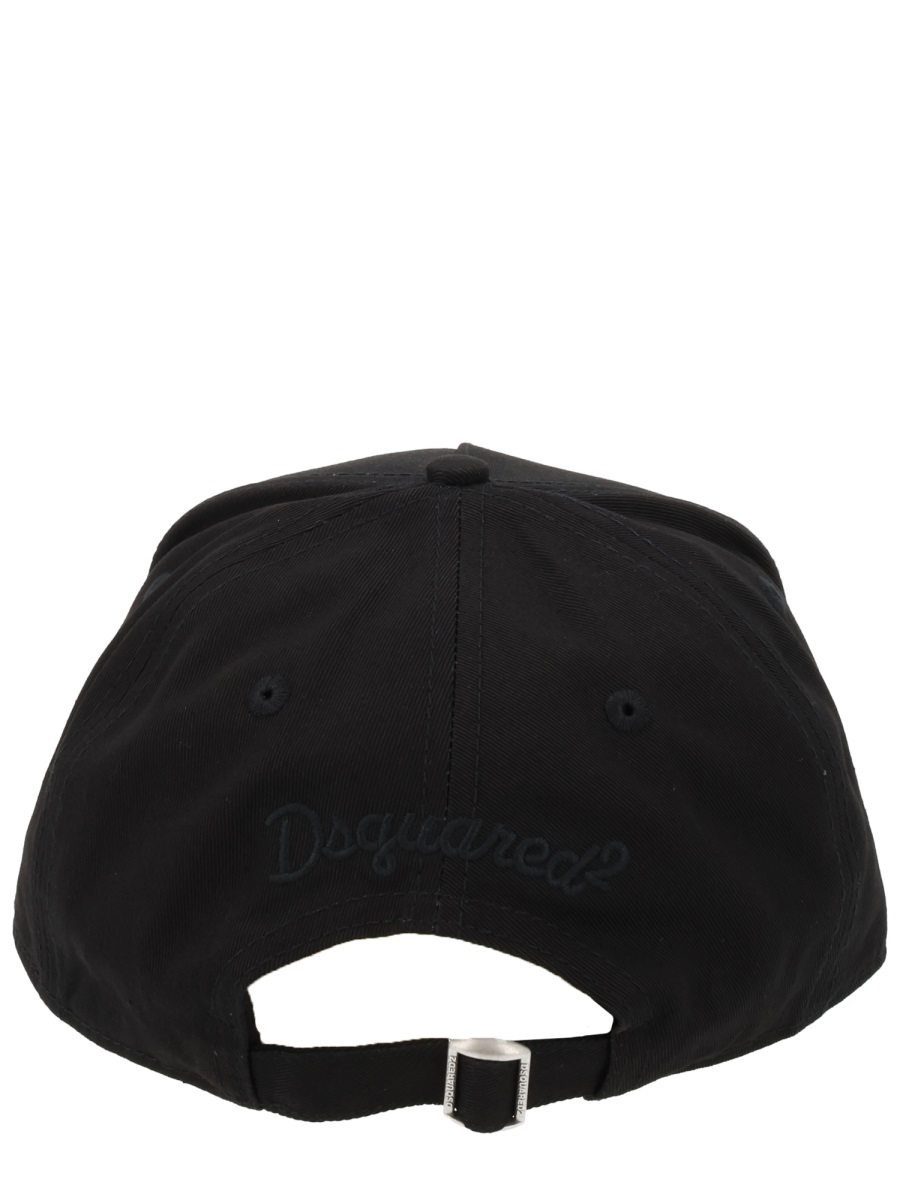 Dsquared2 Rebels Raised Embroidered Text Hat Zwart