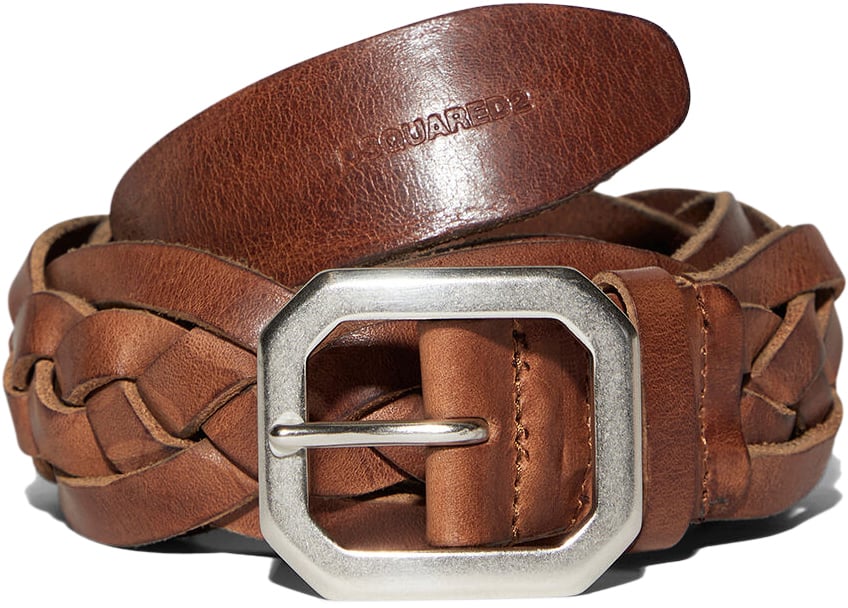 Dsquared2 Western Braided Buckle Belt Bruin