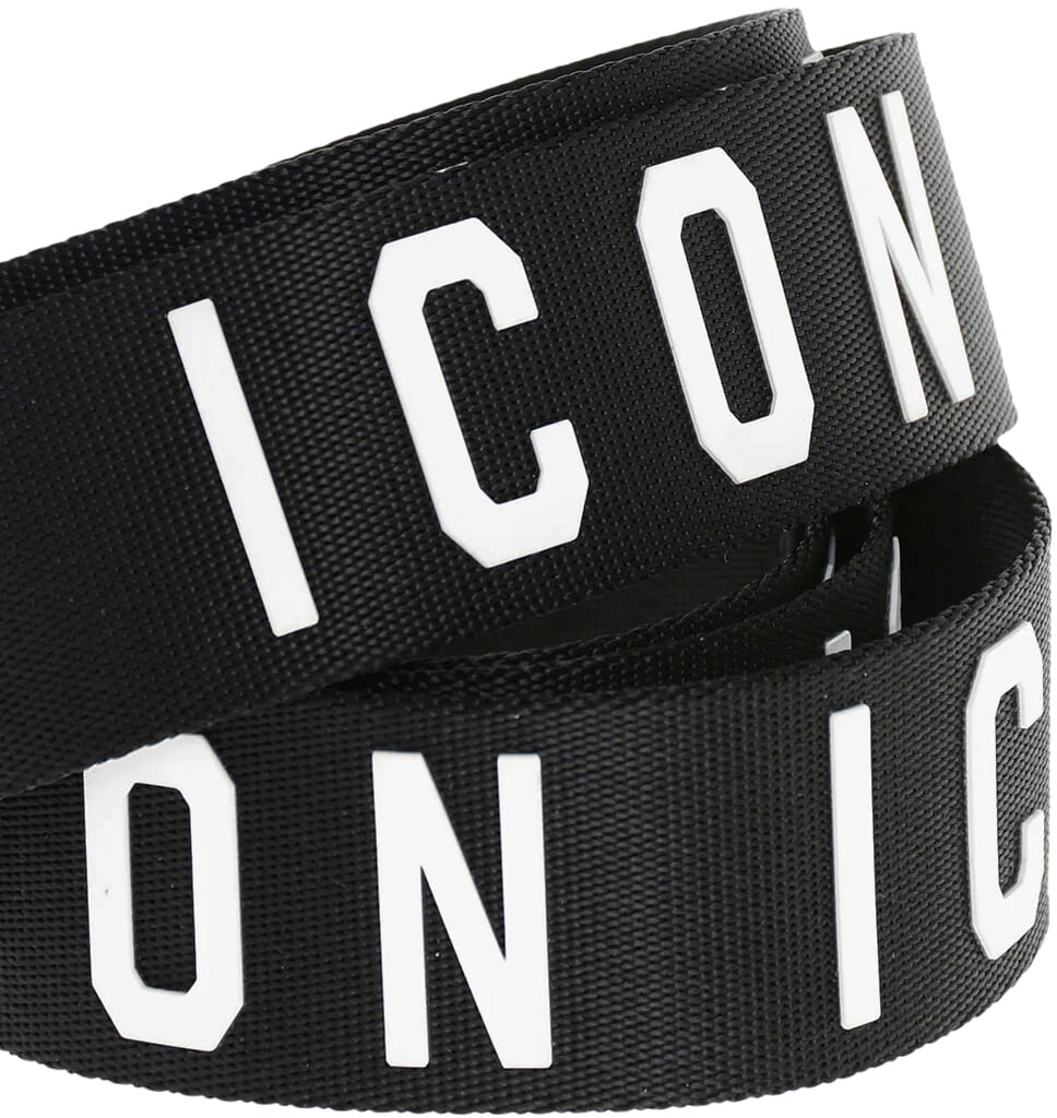 Dsquared2 Be Icon Logo Tape Belt Zwart