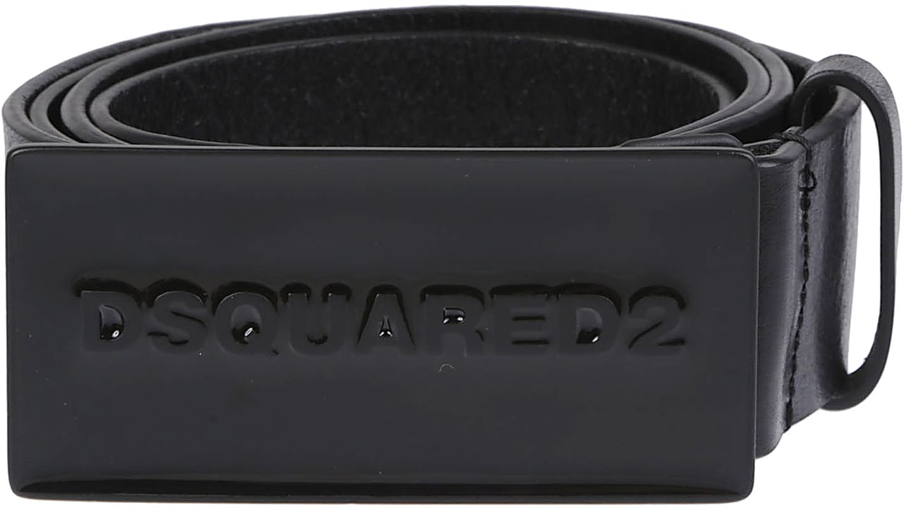 Dsquared2 Logo Plaque Belt Black Zwart