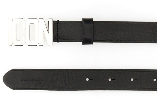 Dsquared2 Black Leather Belt Zwart
