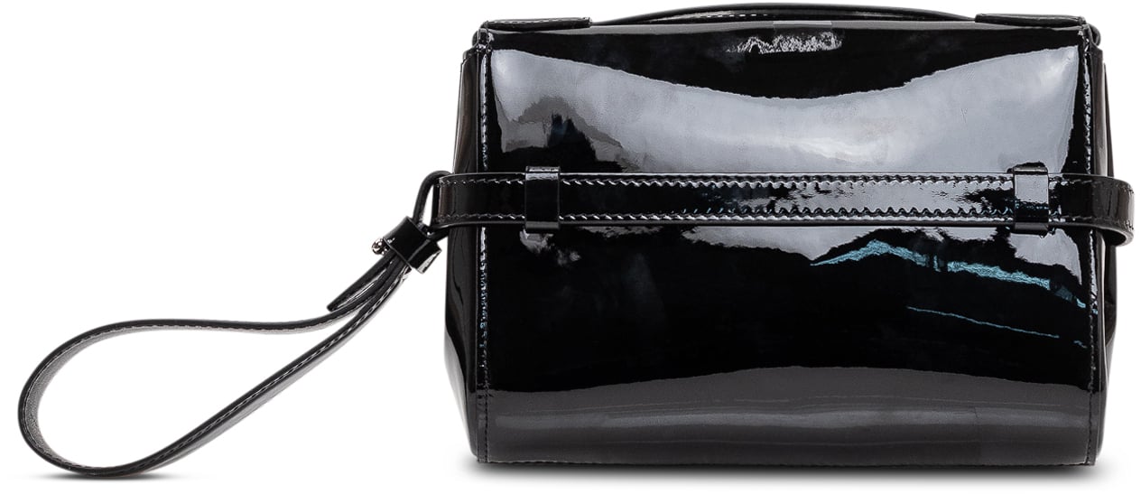 Dsquared2 Clutch in Vernice con Logo Metallico Zwart