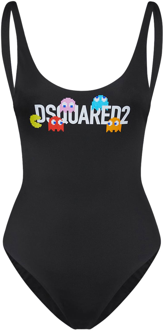 Dsquared2 Black swimsuit with logo Zwart