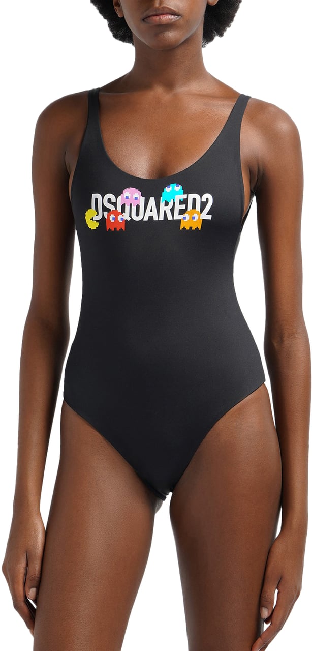 Dsquared2 Black swimsuit with logo Zwart