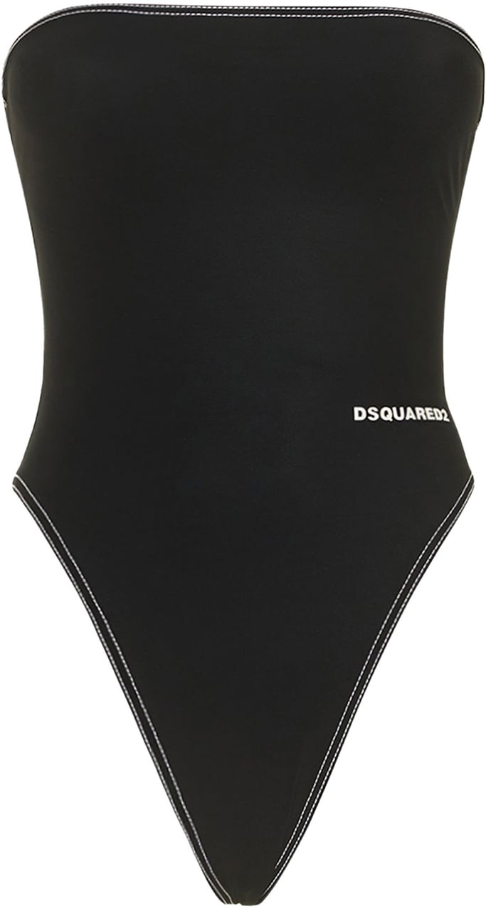 Dsquared2 Black minimalist swimsuit for the beach Zwart