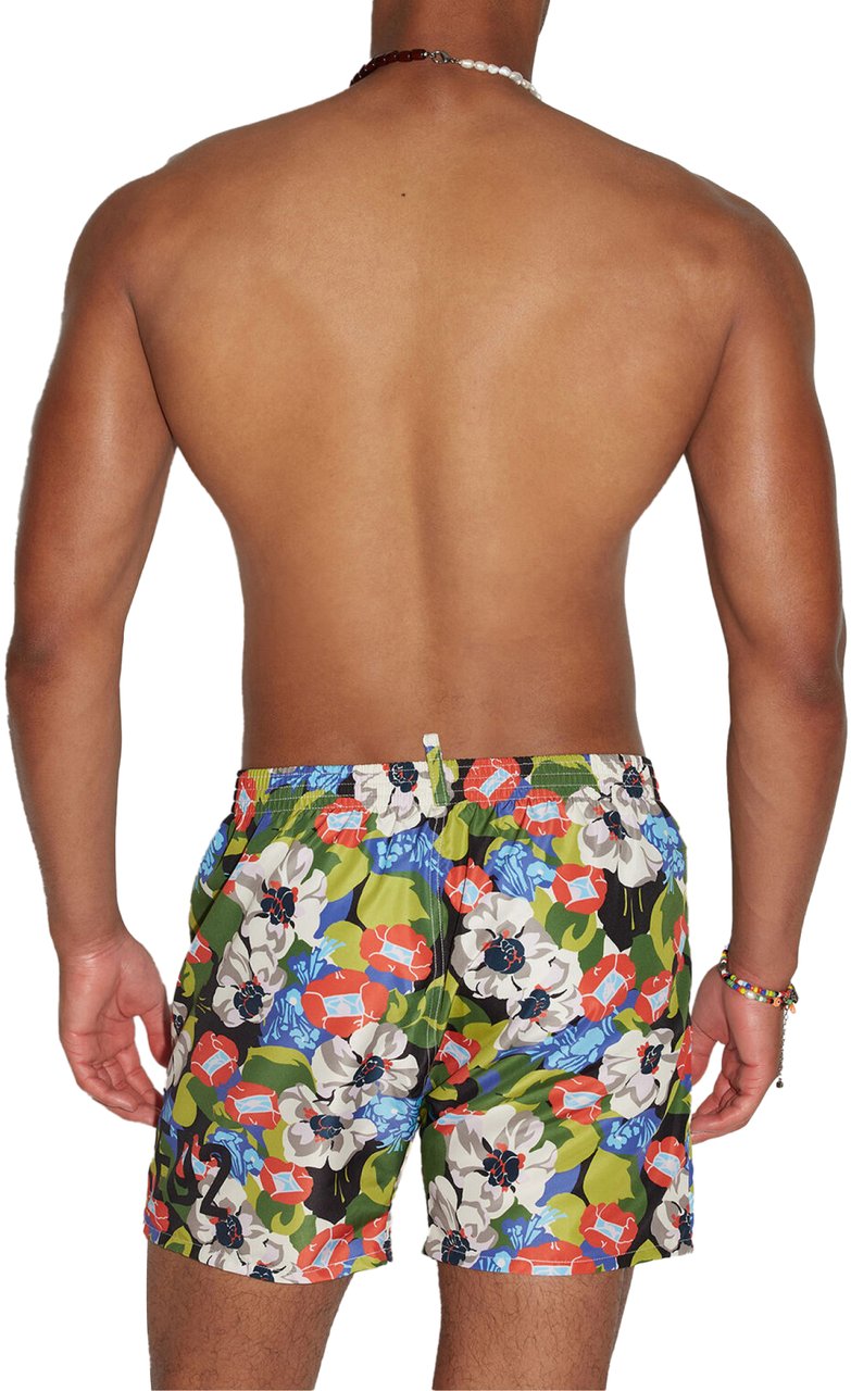 Dsquared2 Flowers Print Logo Swim Shorts Divers