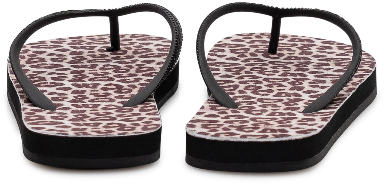 Dsquared2 Infradito Con Stampa Animalier e Logo Zwart