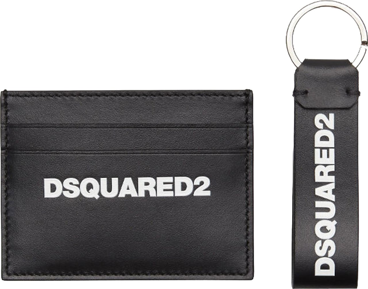 Dsquared2 Gift Box Black Leather Card Holder Grijs
