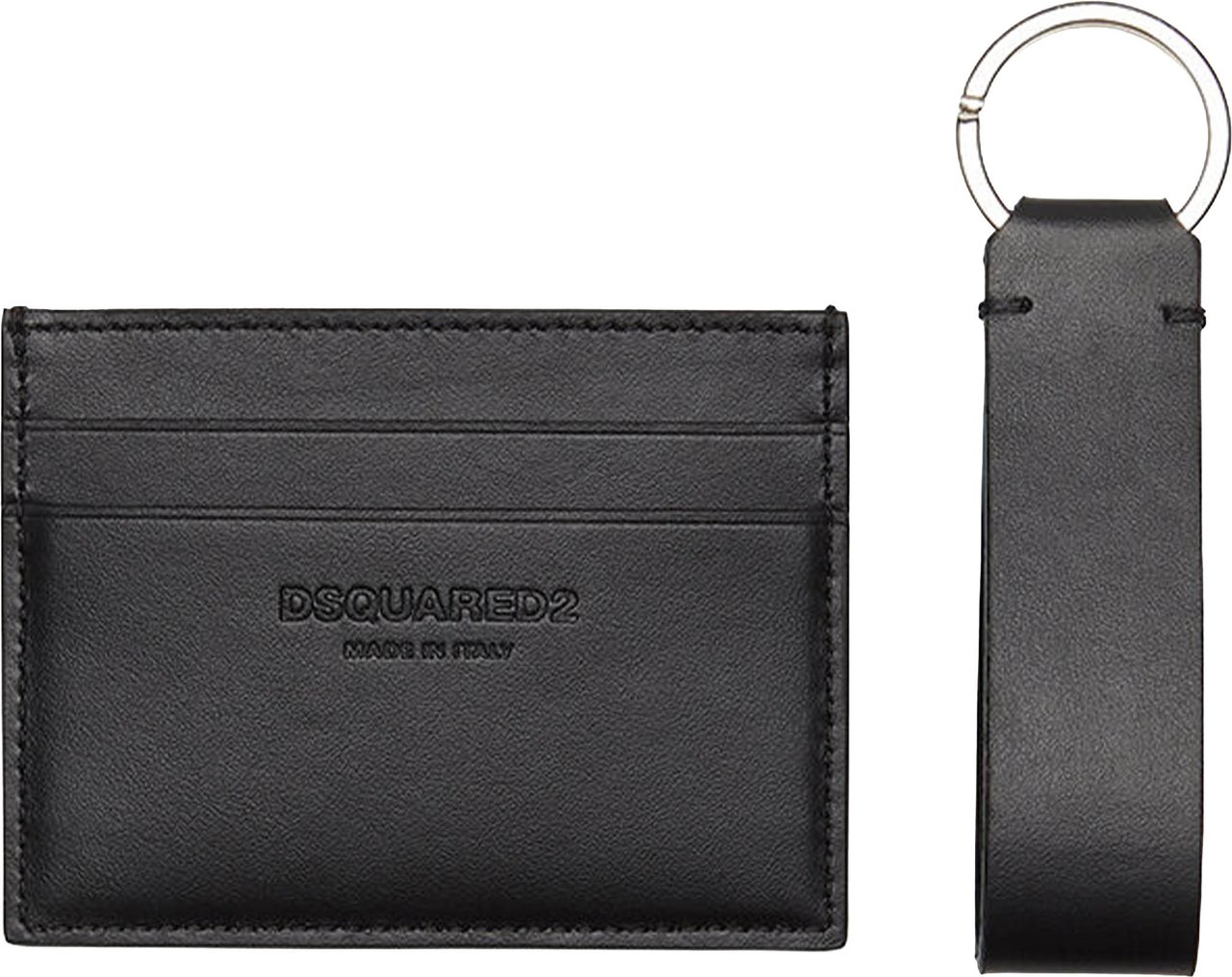 Dsquared2 Gift Box Black Leather Card Holder Grijs