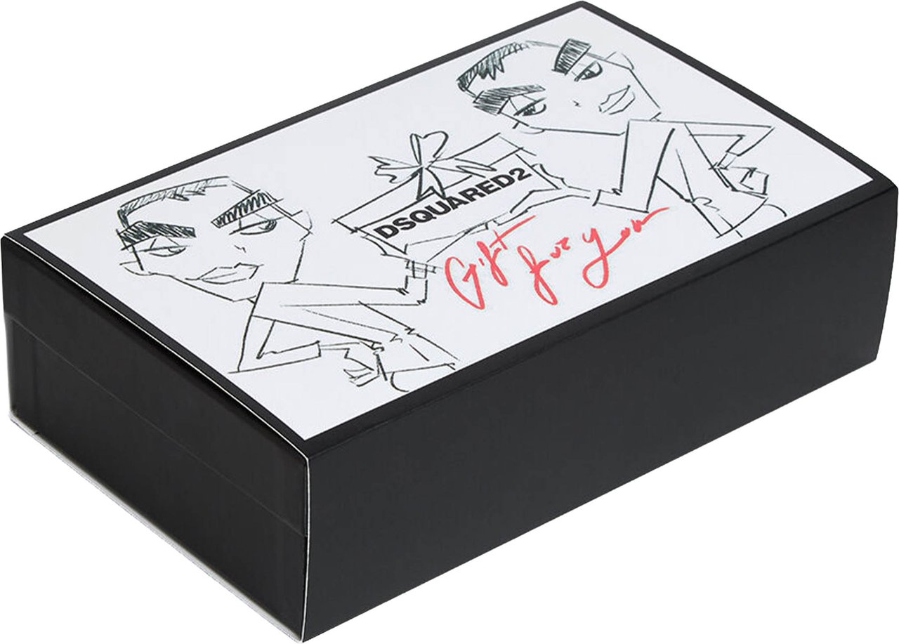 Dsquared2 Gift Box Black Leather Card Holder Grijs