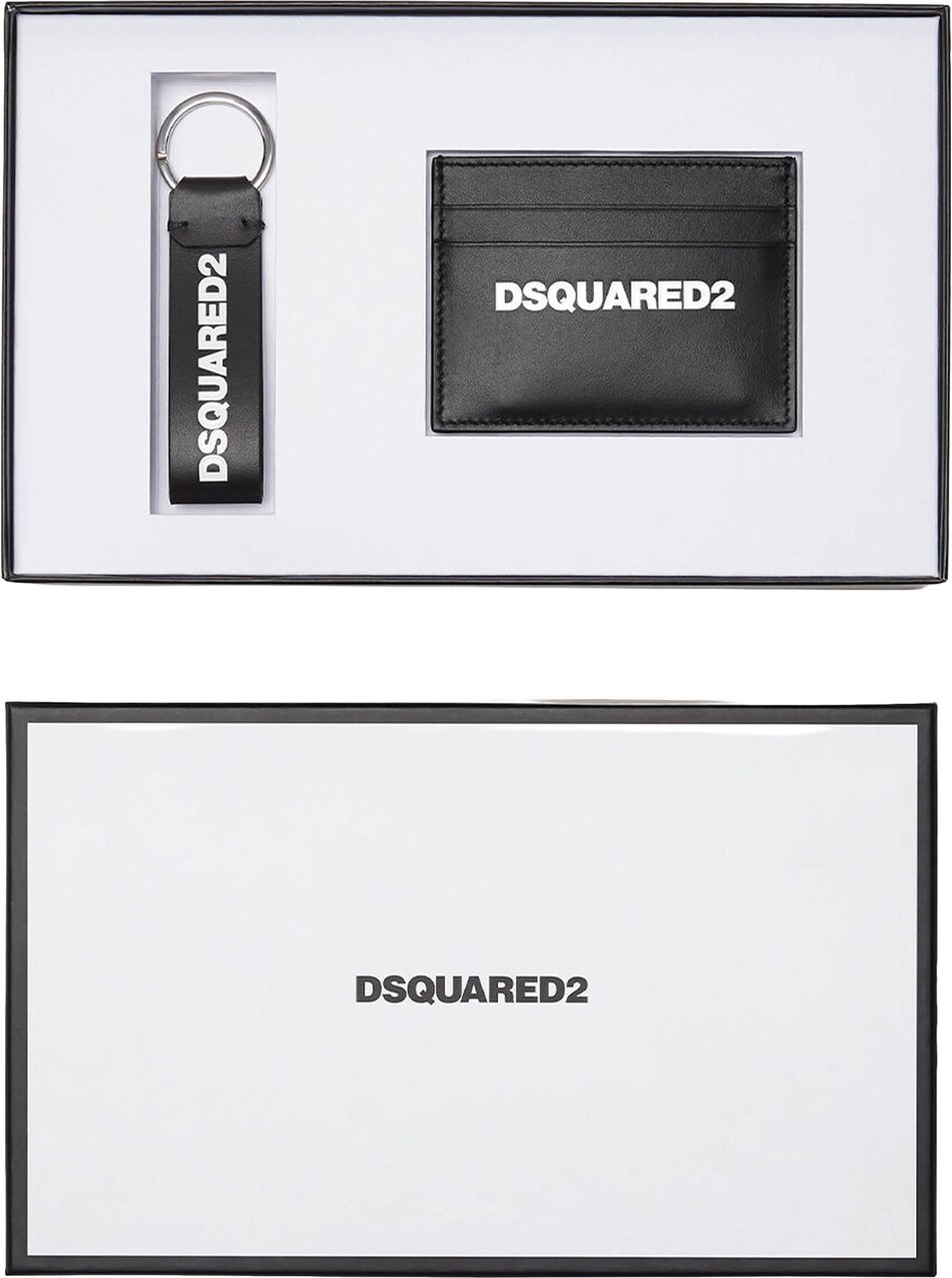 Dsquared2 Gift Box Black Leather Card Holder Grijs
