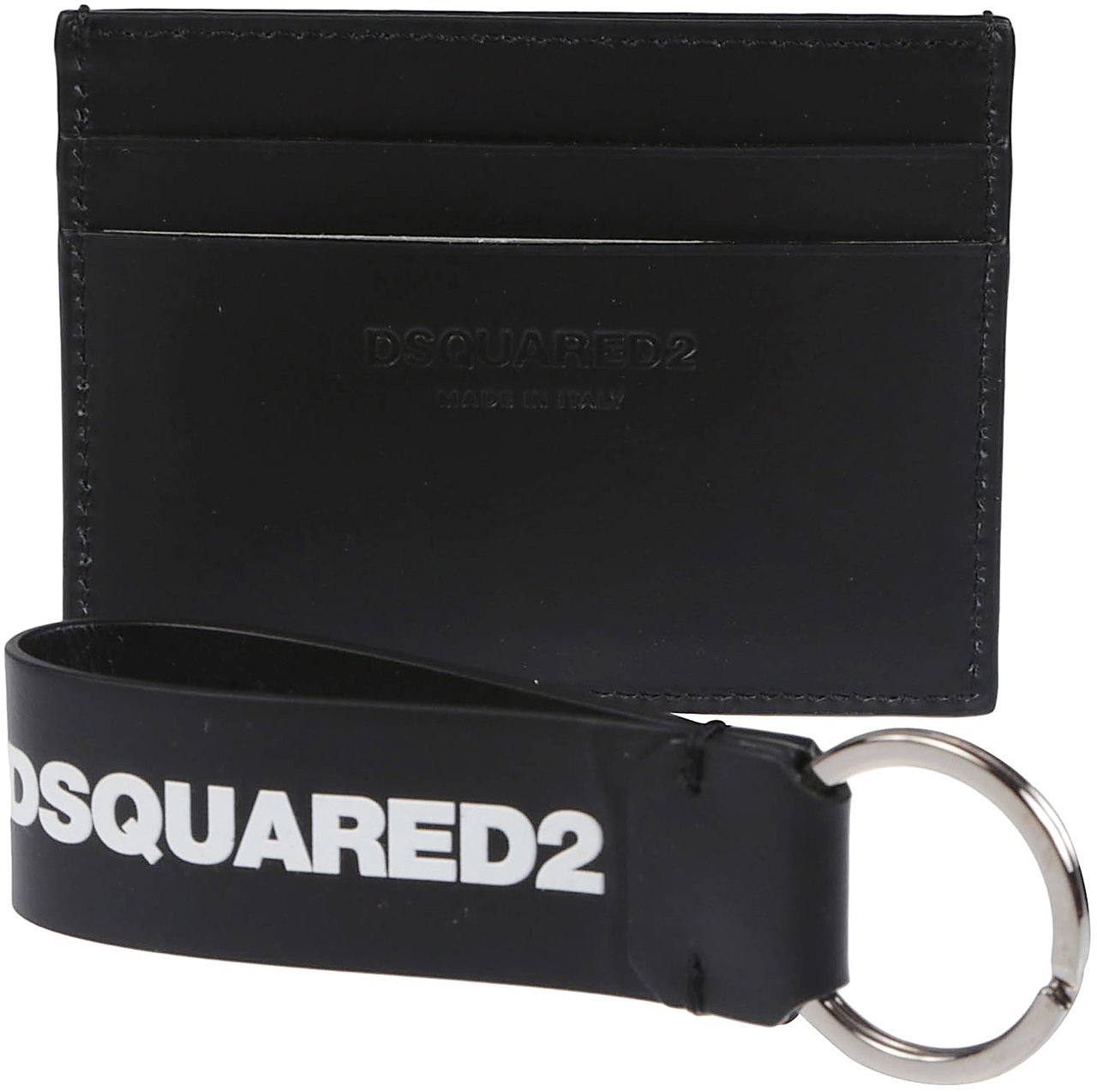 Dsquared2 Gift Box Credit Card Holder+key Ring Black Zwart
