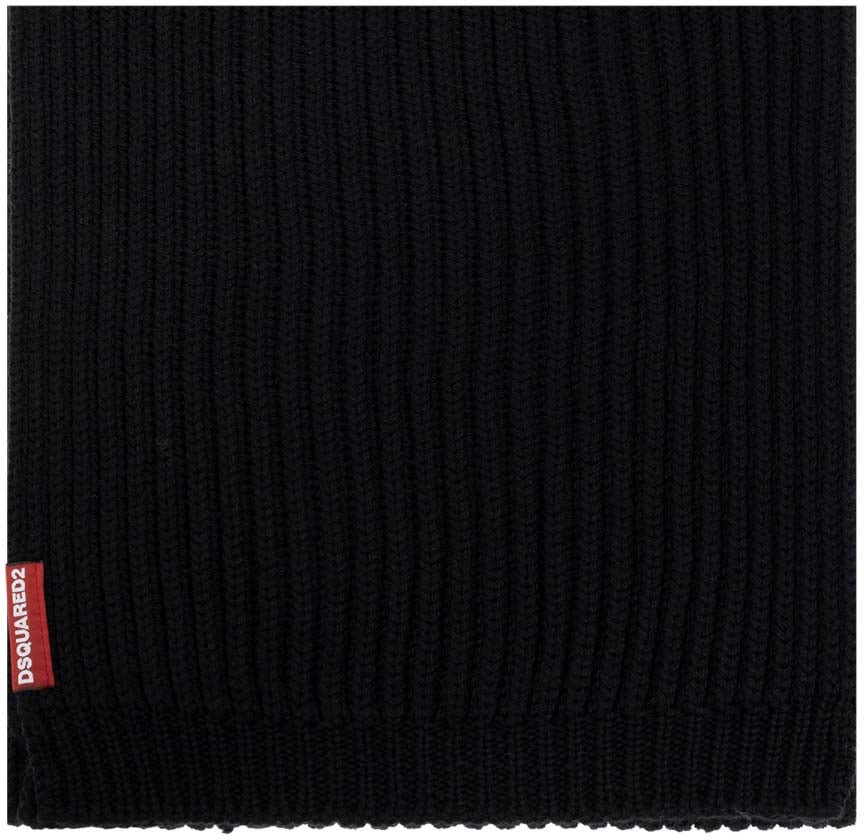 Dsquared2 Warmy Logo Tag Beanie And Scarf Set Zwart