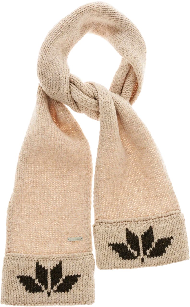 Dsquared2 Snowflakes Logo Knit Wool Scarf Beige
