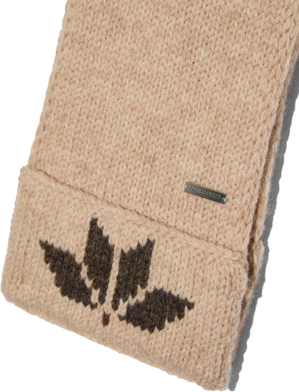 Dsquared2 Snowflakes Logo Knit Wool Scarf Beige