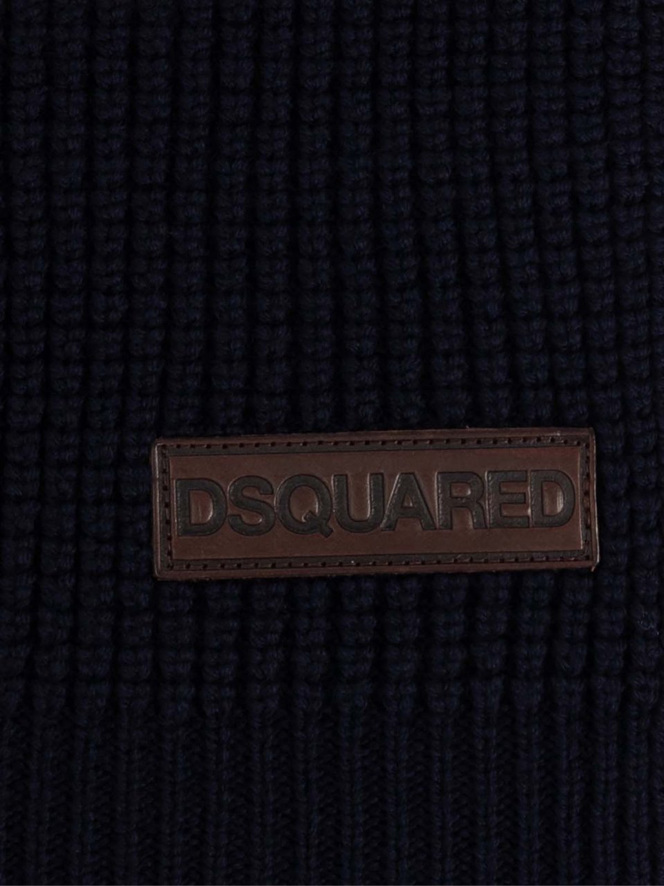 Dsquared2 Logo Patch Knit Wool Scarf Blauw