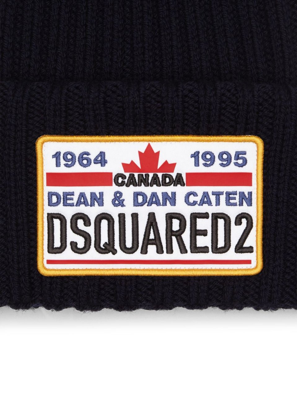 Dsquared2 Ribbed Black Knit Hat Zwart