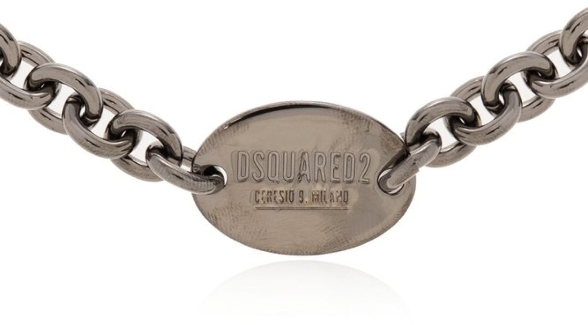 Dsquared2 Ceresio 9 Logo Tag Chain Necklace Zilver
