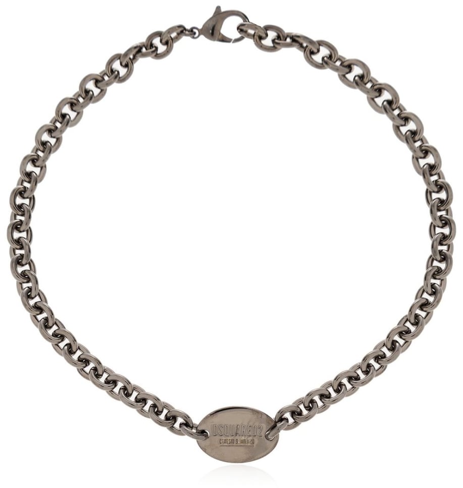 Dsquared2 Ceresio 9 Logo Tag Chain Necklace Zilver