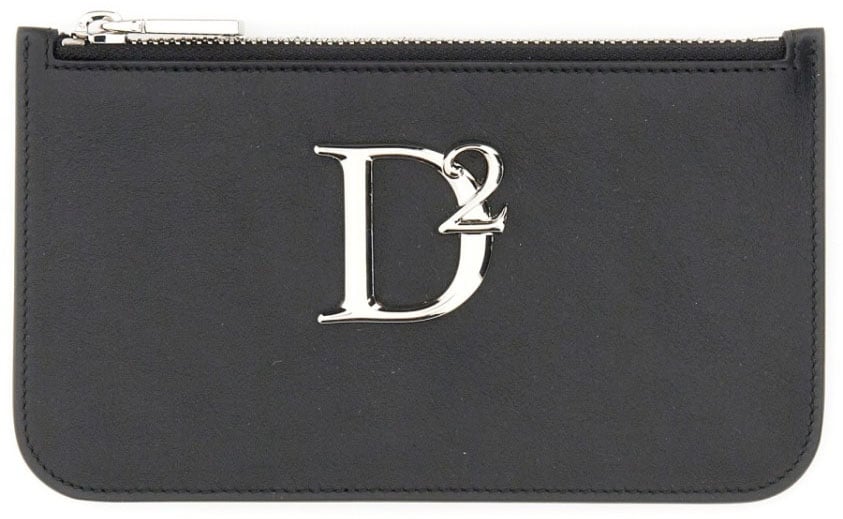 Dsquared2 Rectangular Leather Pouch Grijs