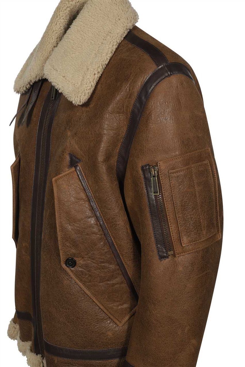 Dsquared2 Short sheepskin jacket Neutraal