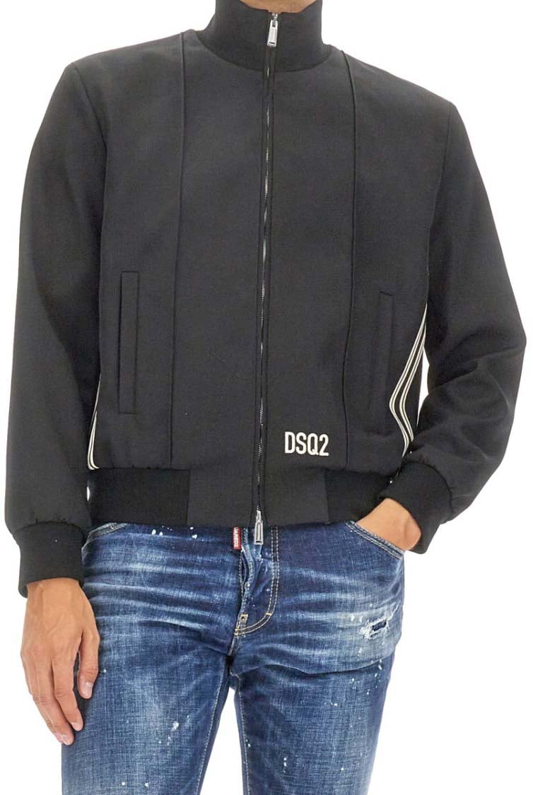 Dsquared2 Black Bomber Jacket Zwart