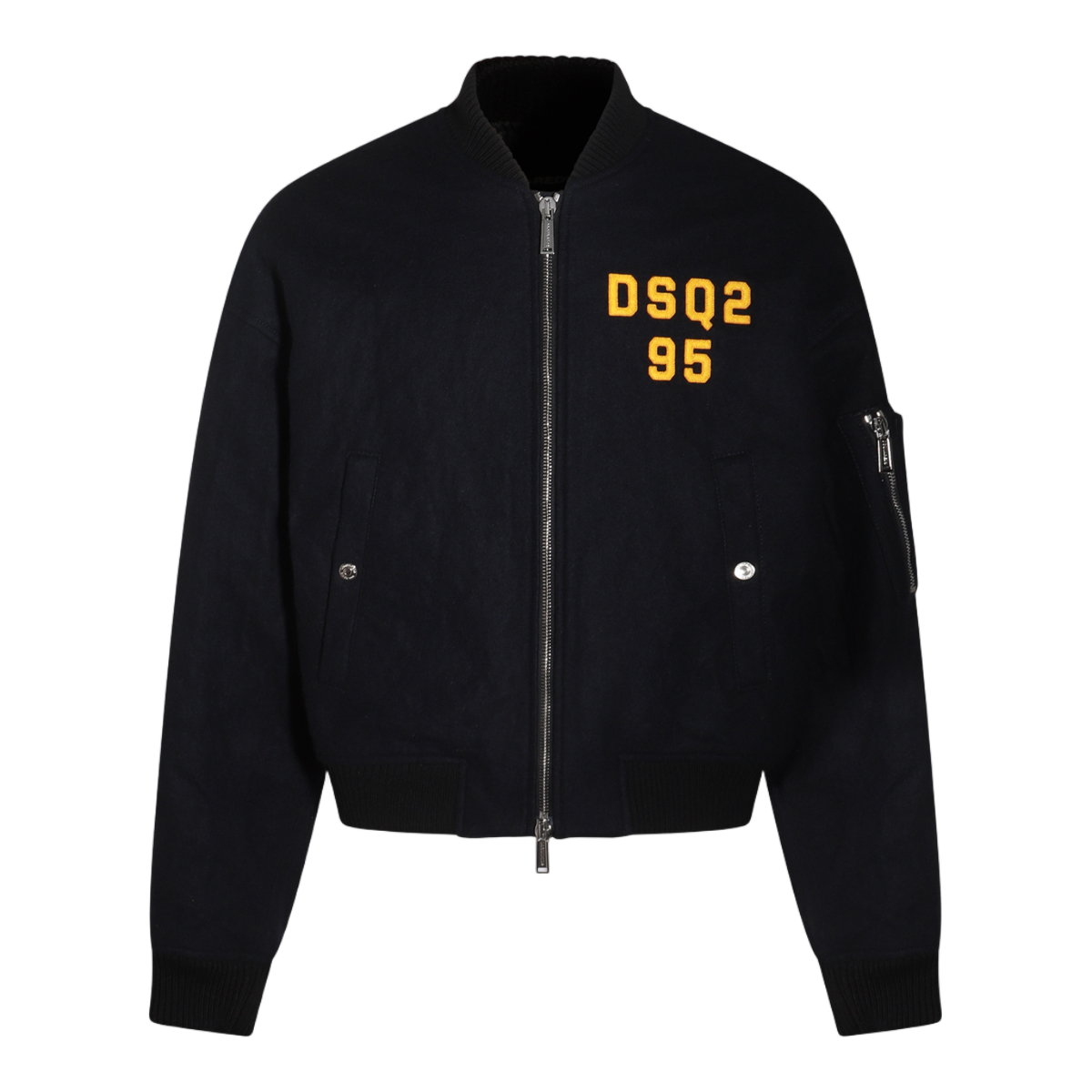 Dsquared2 Sleek Black Jacket With Front Zipper And Functional Pocket Zwart
