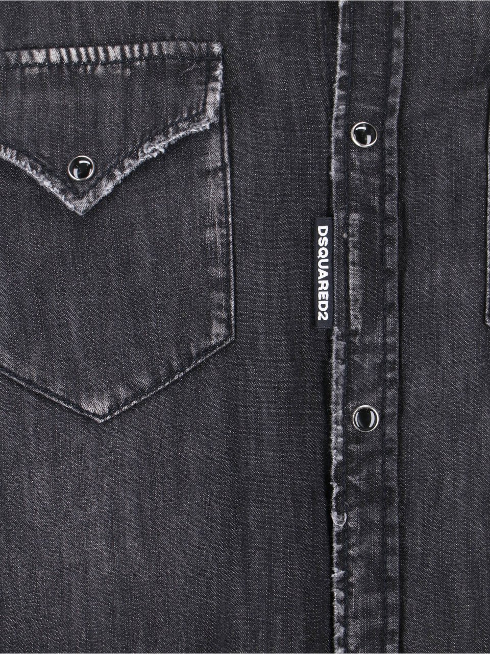 Dsquared2 Black Vintage Classic Collar Denim Shirt Zwart