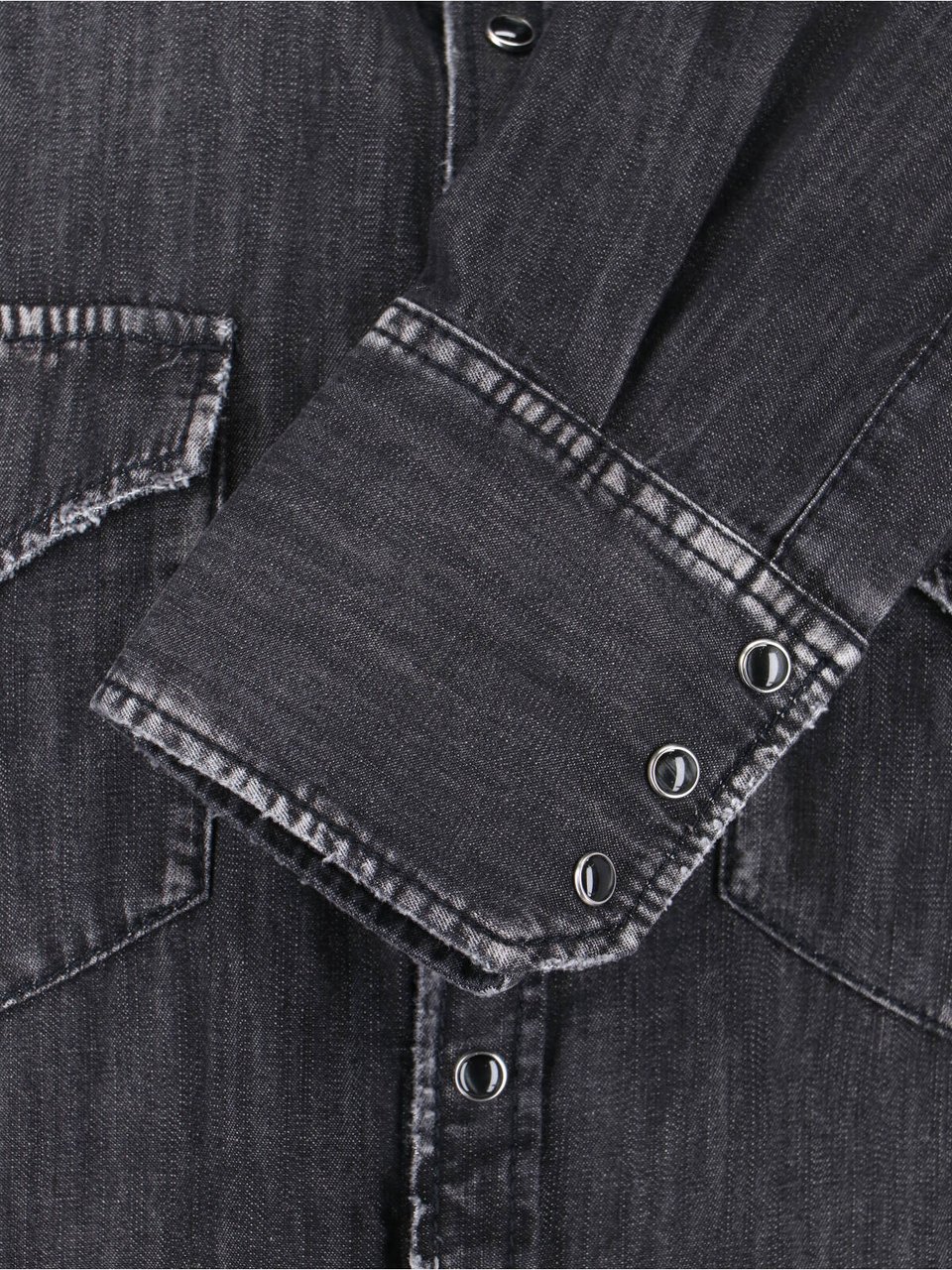 Dsquared2 Black Vintage Classic Collar Denim Shirt Zwart