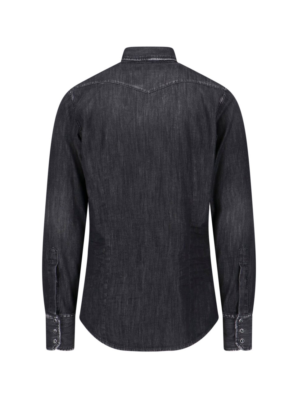 Dsquared2 Black Vintage Classic Collar Denim Shirt Zwart