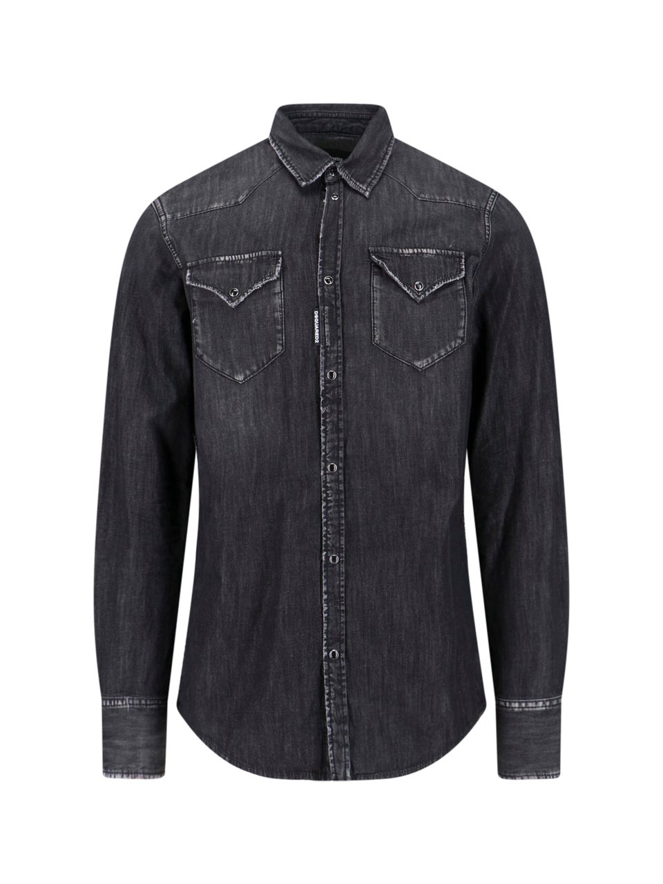 Dsquared2 Black Vintage Classic Collar Denim Shirt Zwart