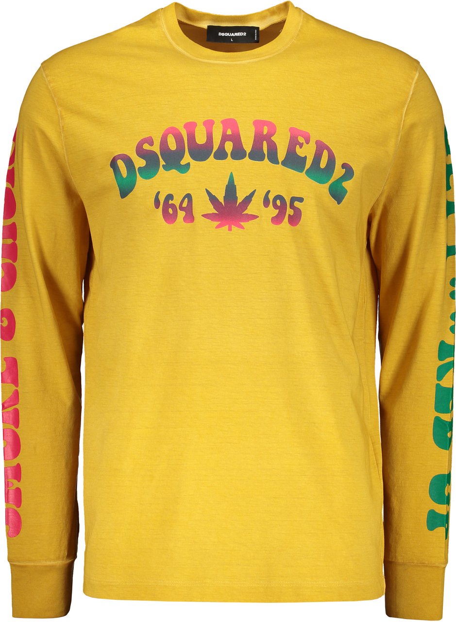 Dsquared2 Printed cotton T-shirt Geel