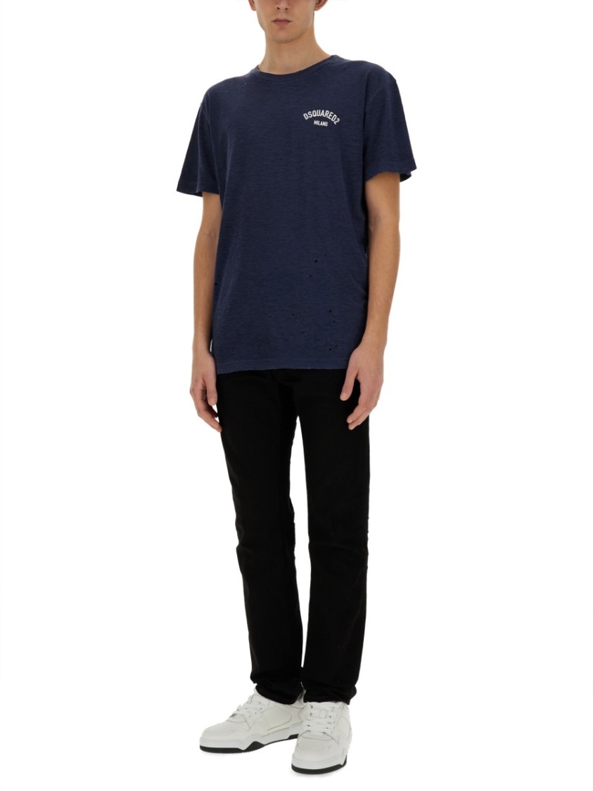 Dsquared2 Relaxed-Fit Logo Detail T-Shirt Blauw