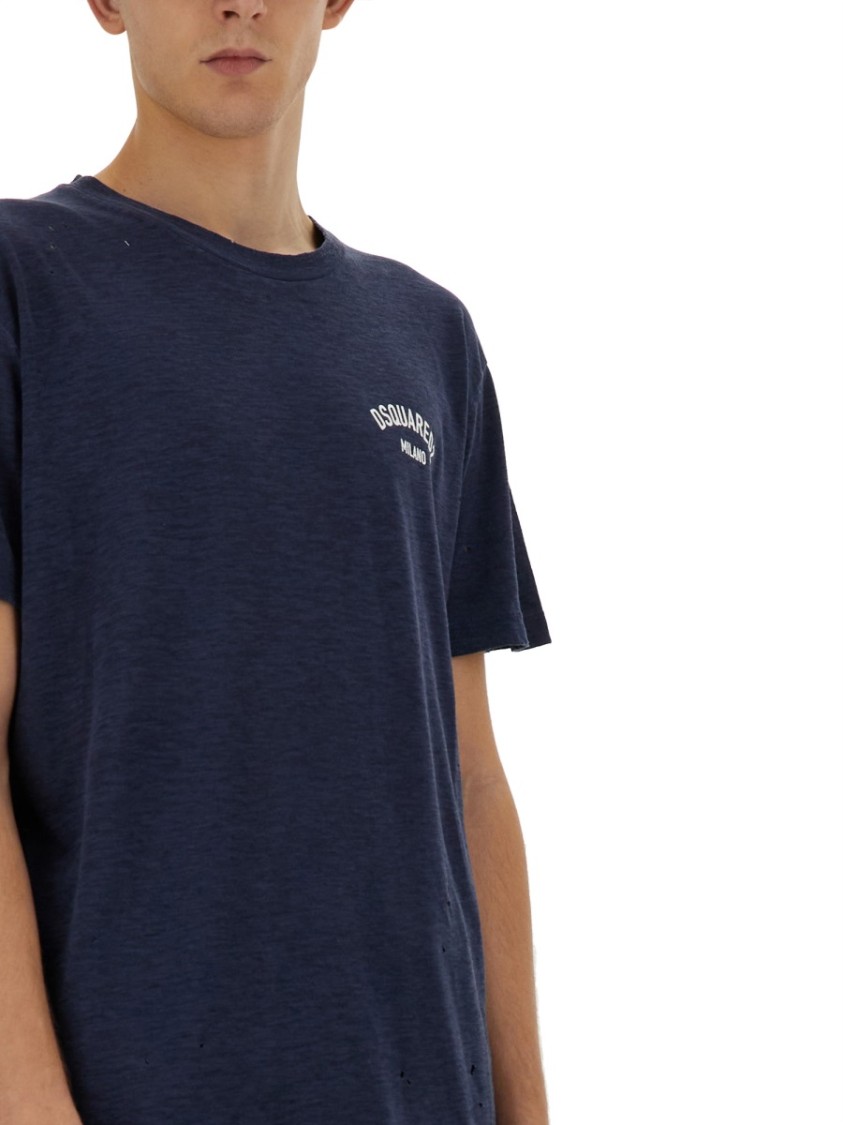 Dsquared2 Relaxed-Fit Logo Detail T-Shirt Blauw