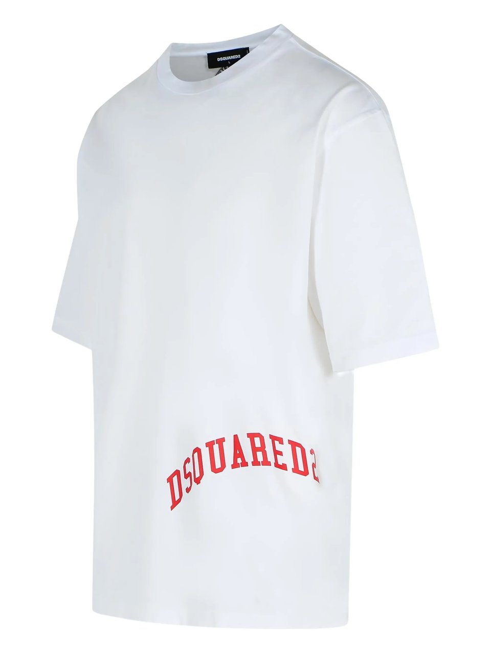Dsquared2 Loose Fit White Curved Graphic T-Shirt Wit
