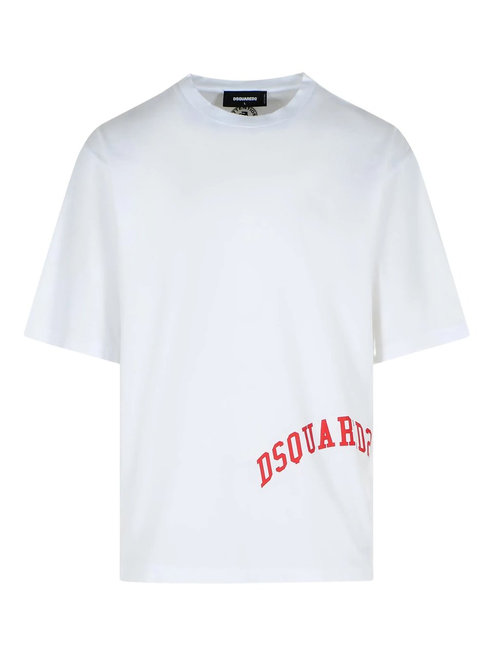 Dsquared2 Loose Fit White Curved Graphic T-Shirt Wit