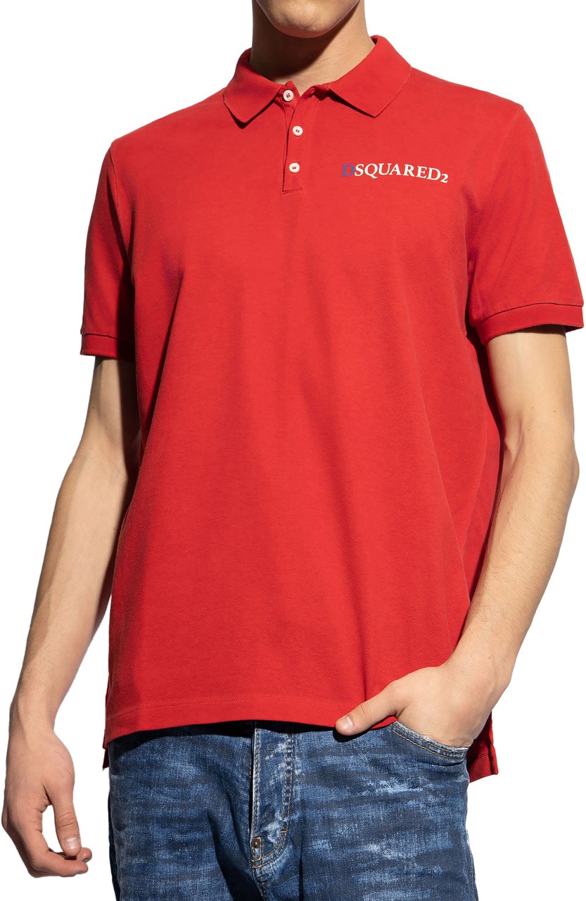 Dsquared2 Tennis Fit Logo Polo Shirt Rood