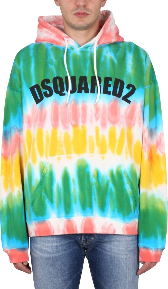 Dsquared2 Tie-Dye Hoodie With Striking Logo Design Divers