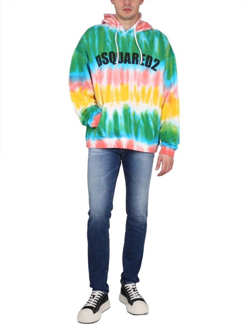 Dsquared2 Tie-Dye Hoodie With Striking Logo Design Divers