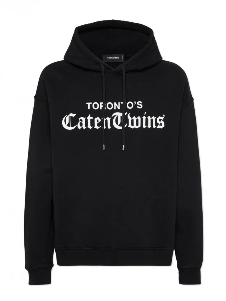 Dsquared2 Black Gothic Text Print Relax Fit Hoodie Zwart