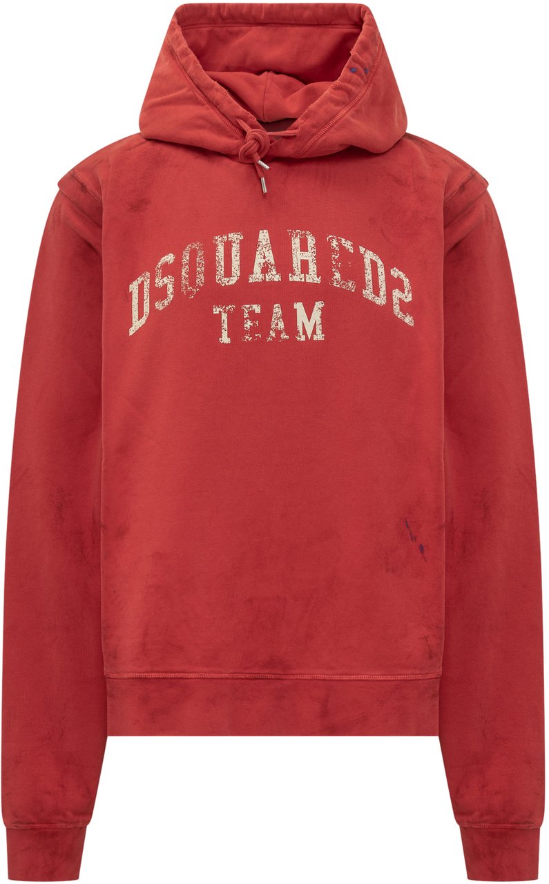 Dsquared2 Dsquared2 Felpa Rossa con Cappuccio e Stampa Logo Rood