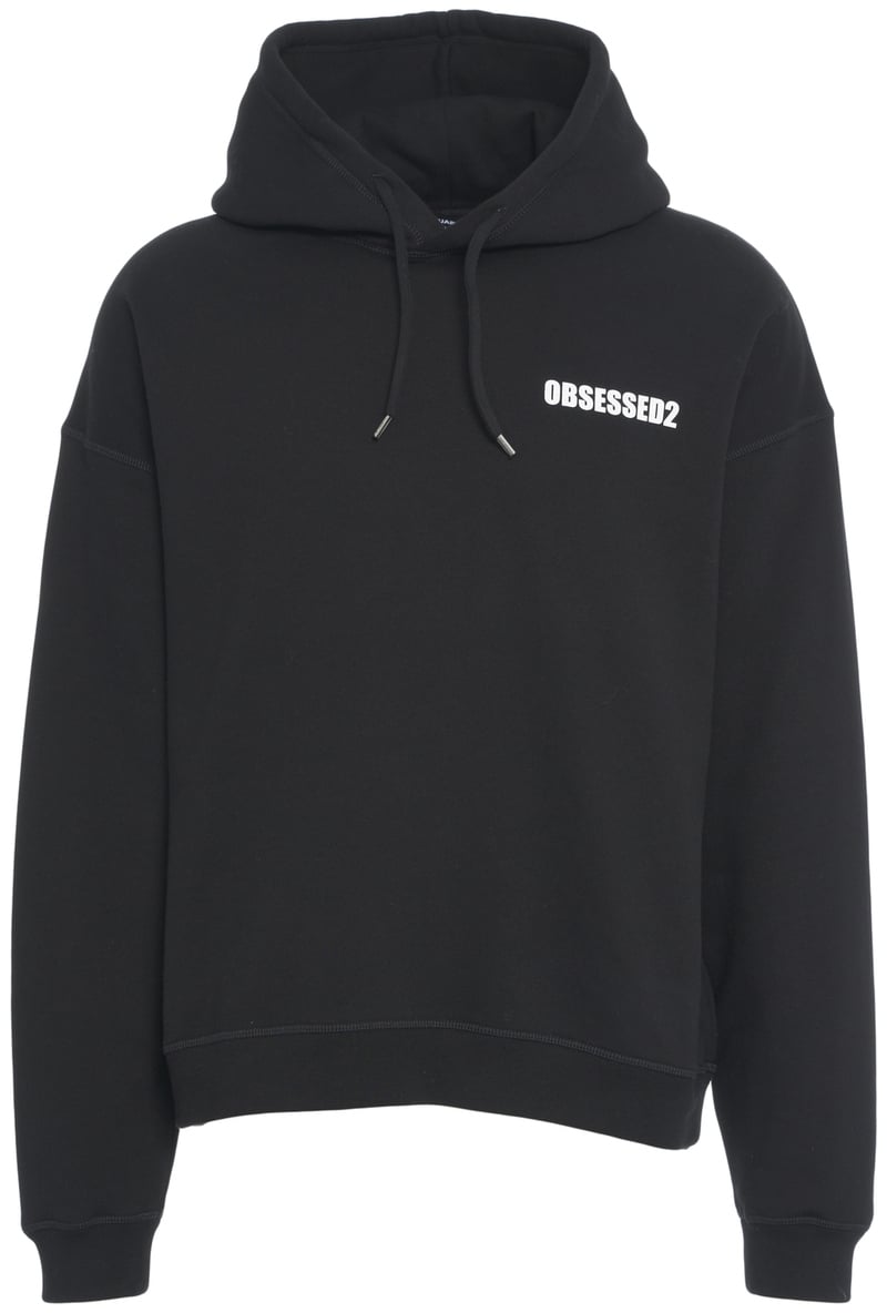 Dsquared2 Felpa con cappuccio e stampa Zwart
