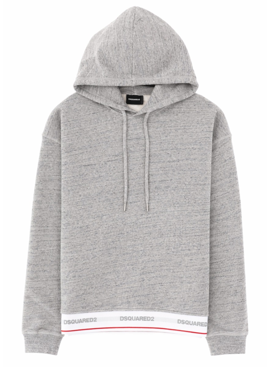 Dsquared2 Cotton Logo Band Hem Hoodie Wit