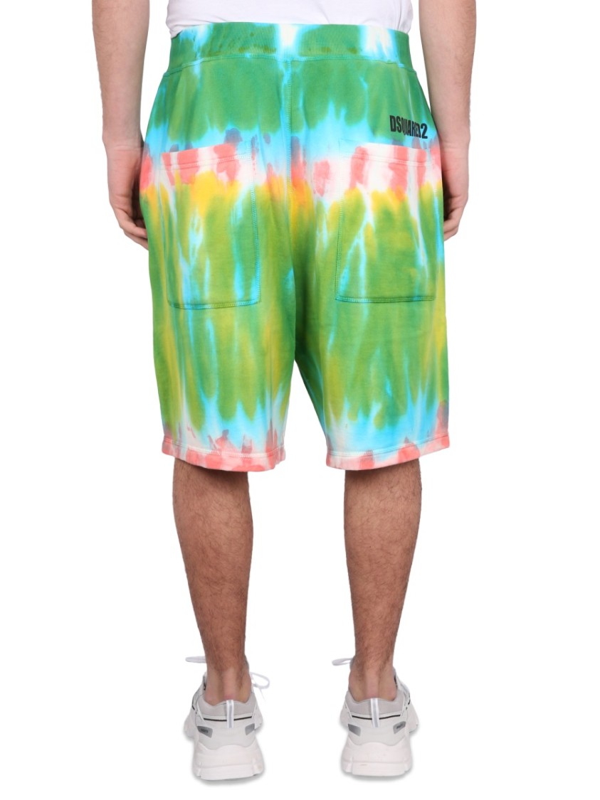 Dsquared2 Bermuda Shorts With Vibrant Tie-Dye Pattern Divers