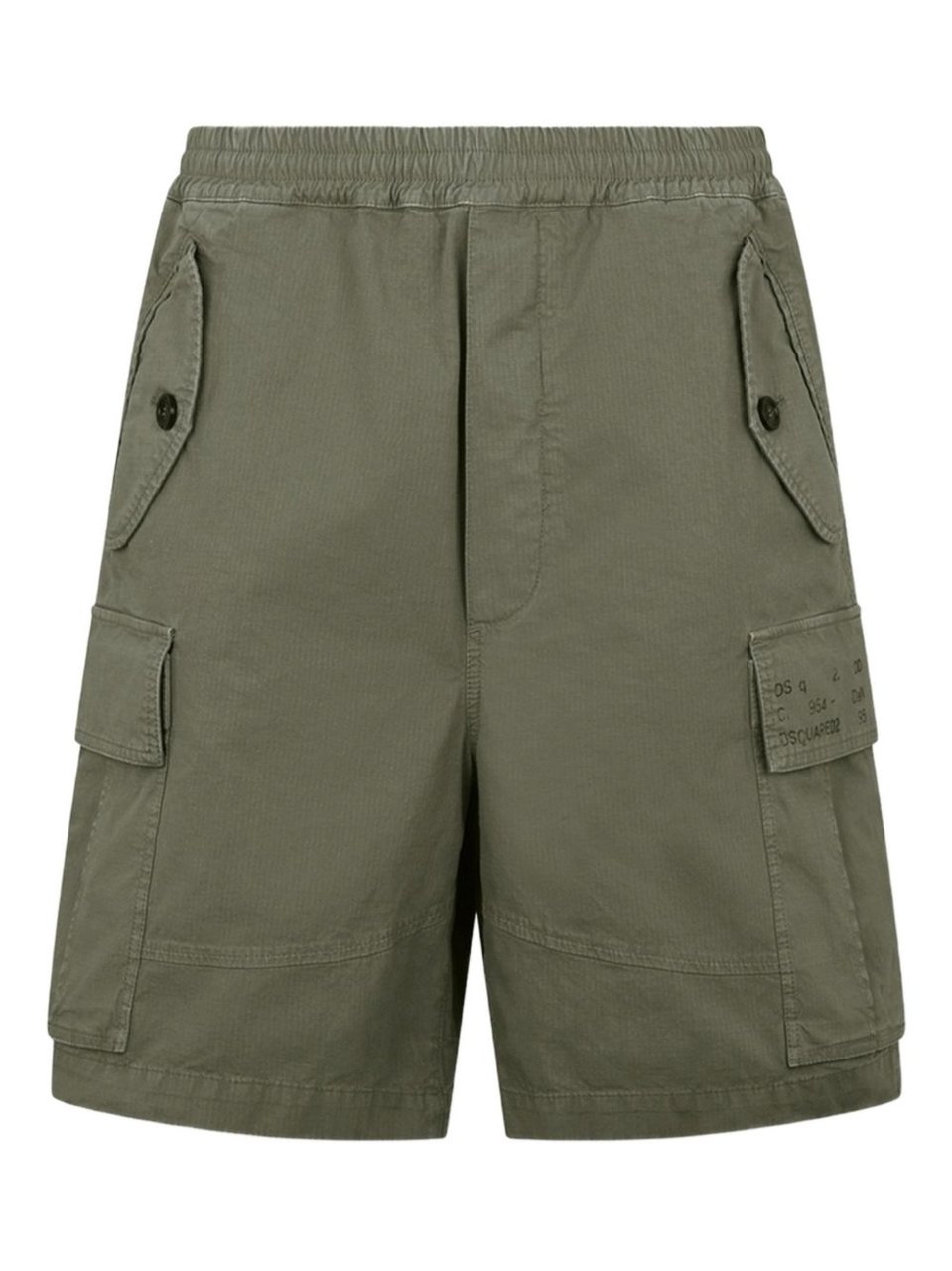 Dsquared2 Green Ripstop Elasticated Side Flap Shorts Grijs