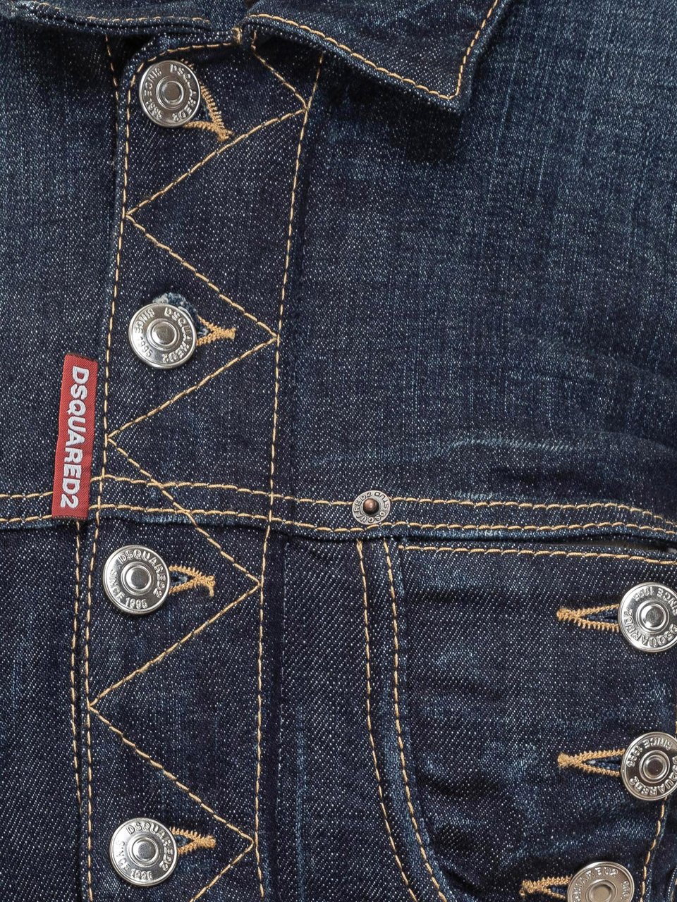 Dsquared2 Dsquared2 Giacca Crop in Denim Blu con Zip e Bottoni Blauw