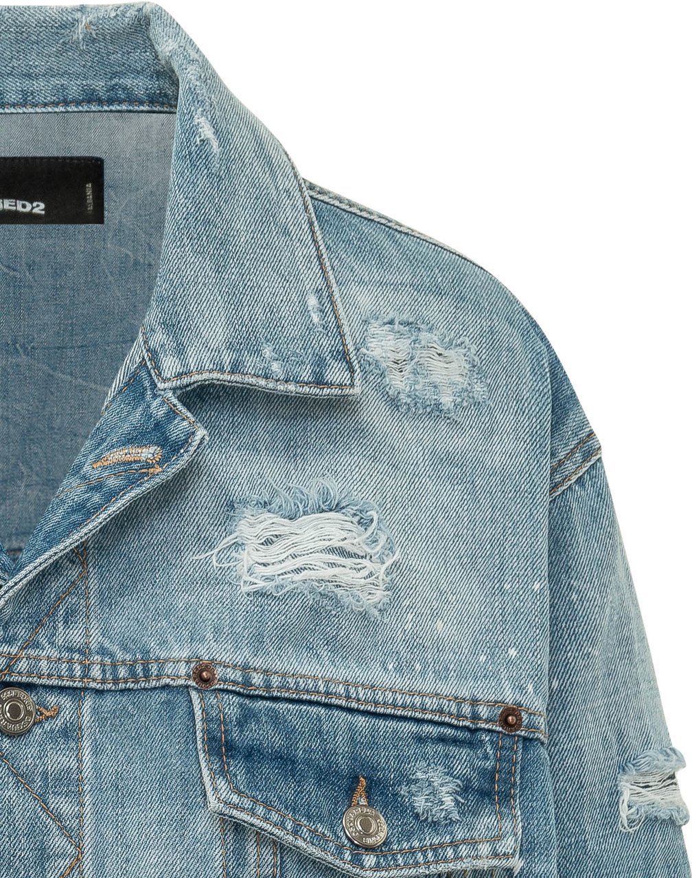 Dsquared2 Giacca Denim Corta con Tasche e Bottoni Blauw