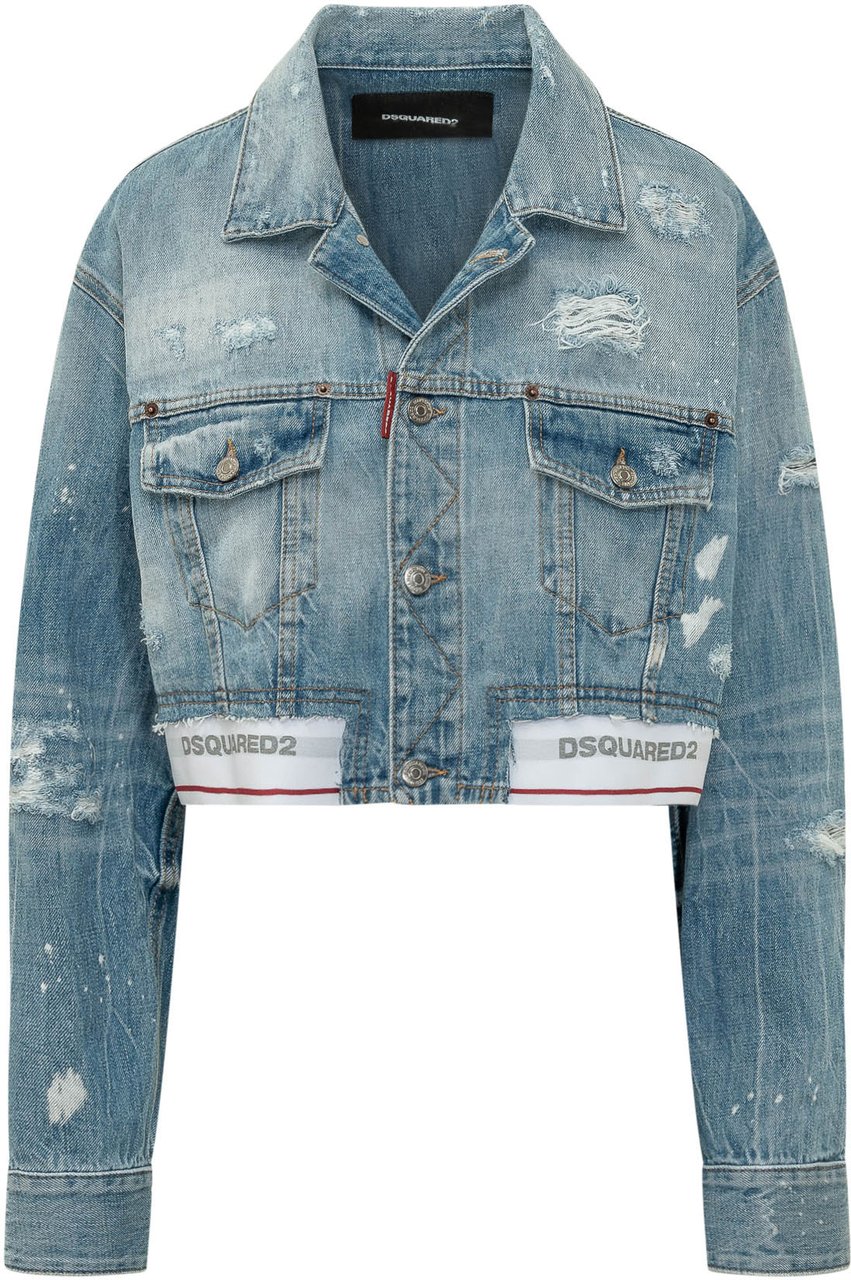 Dsquared2 Giacca Denim Corta con Tasche e Bottoni Blauw