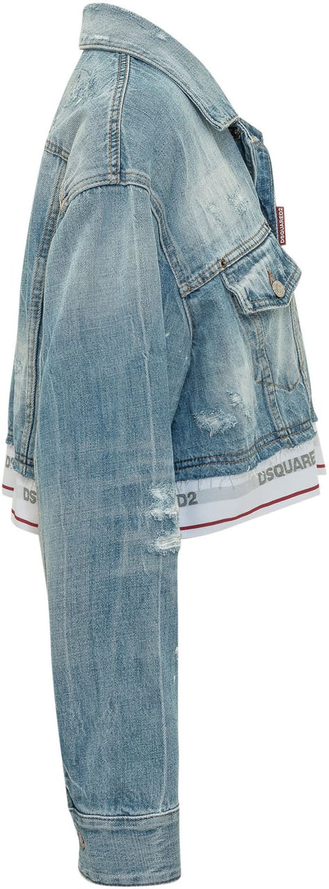 Dsquared2 Giacca Denim Corta con Tasche e Bottoni Blauw