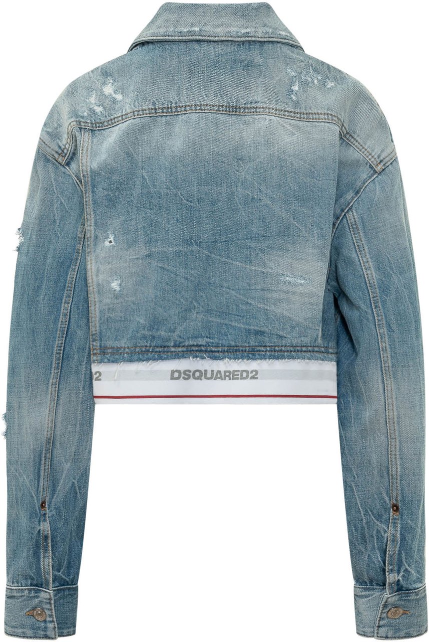 Dsquared2 Giacca Denim Corta con Tasche e Bottoni Blauw